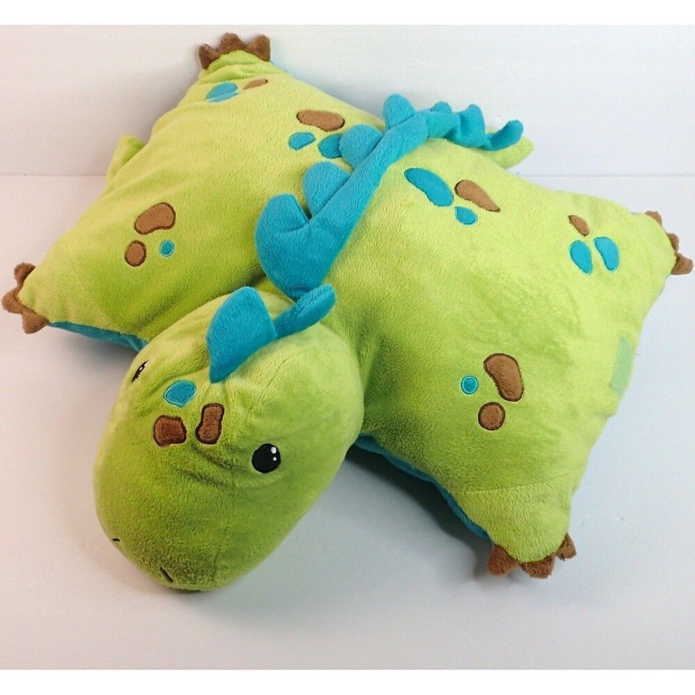 Pillow Pet Dinosaur Green Blue with Spots Stuffed Animal Plush Toy 18" x 21"